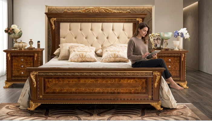Podwójne łóżko Solidne drewno Sypialnia łóżka Design Łóżko MobilPiu Luxury