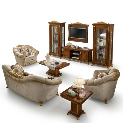 Zestaw sofowy 3+1+1 Siedziba Set Design Sofy Podkładka Kanapy Włókienniczy Relaks Sofa Nowość