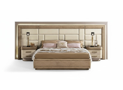 Design Meble Modern Luxury łóżka New Łóżko 2x Stolik nocny 3 szt. Zestaw Sypialni
