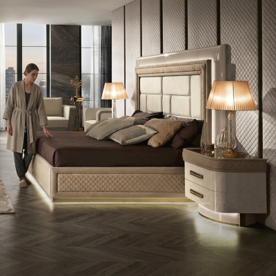 Konsole Sypialnia Stolik nocny Stolik Nowoczesny Design Meble WoodBeżowy Nowość
