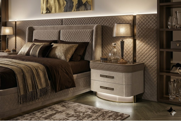 Konsole Sypialnia Stolik nocny Stolik Nowoczesny Design Meble WoodBeżowy Nowość
