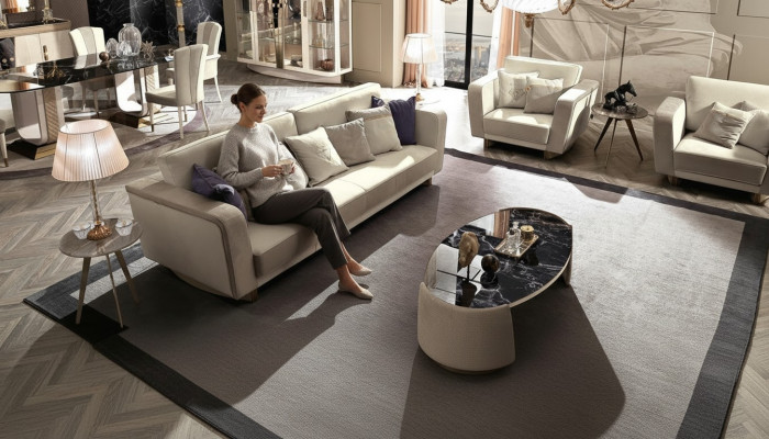 Włochy Meble Zestaw sofowy 3+1+1 miejsce do siedzenia Zestaw Design Sofa Podkładka Kanapy Kanapa