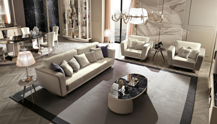 Włochy Meble Zestaw sofowy 3+1+1 miejsce do siedzenia Zestaw Design Sofa Podkładka Kanapy Kanapa