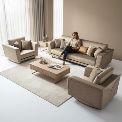 Zestaw sofowy 311 miejsce do siedzenia Set Design Sofa Podkładka Couchen Skóra Italian Meble