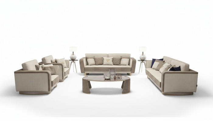 Luksusowe Meble Zestaw sofowy Sofa Podkładka 3 3 1 1 miejsce do siedzenia stolik kawowy Drewno 5-częściowe.