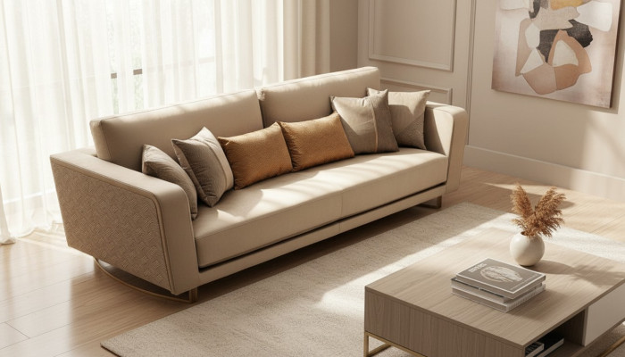 Designerska trzyosobowa sofa tapicerowana do nowoczesnego designu w salonie