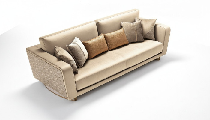 Designerska trzyosobowa sofa tapicerowana do nowoczesnego designu w salonie