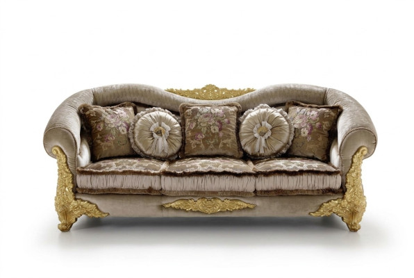 Sofa Kanapa Włókienniczy Sofa 3 miejsce do siedzenia Włókienniczy Trzyosobowa Design Podkładka Luxury Siedziba Nowość