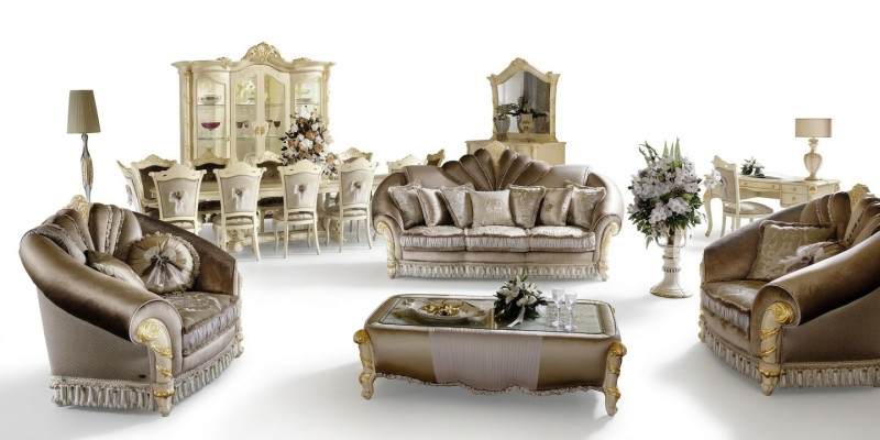 Luksusowe Meble Zestaw sofowy Sofa Podkładka 3+1+1 miejsce do siedzenia + stolik kawowy Drewno nowe