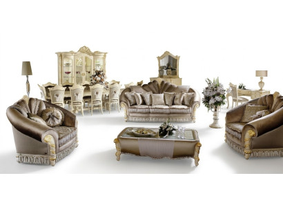 Luksusowe Meble Zestaw sofowy Sofa Podkładka 3+1+1 miejsce do siedzenia + stolik kawowy Drewno nowe
