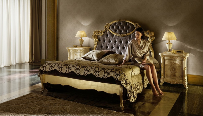 Łóżko Chesterfield Classic Luxury Meble Baroque Hotel Skóra Sypialnia łóżka