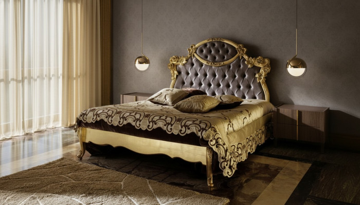 Łóżko Chesterfield Classic Luxury Meble Baroque Hotel Skóra Sypialnia łóżka