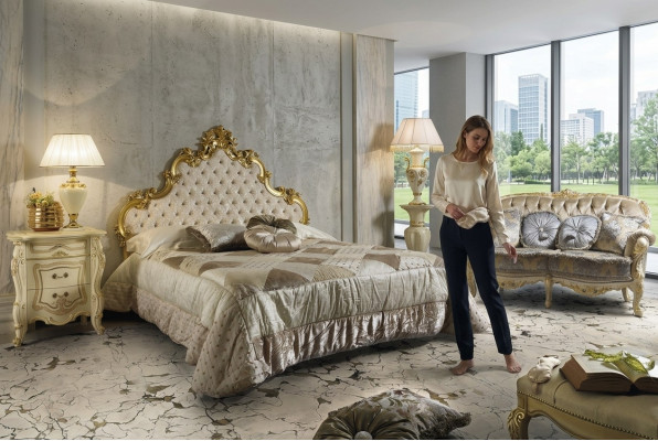 Łóżko 2x Stolik nocny 3 szt. Zestaw Sypialnia Designerskie łóżko hotelowe Ustawić Nowe
