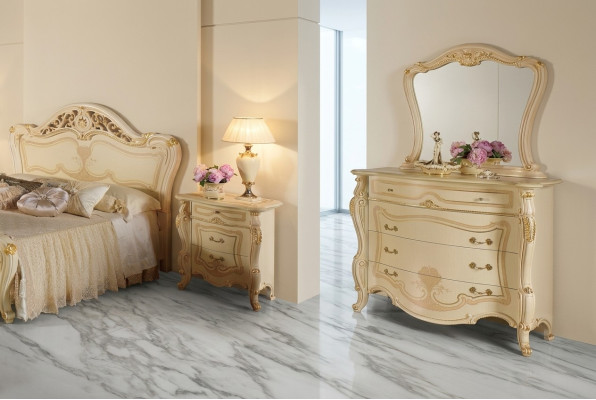 Design Meble Szafa Grupa New Luksusowy 2-częściowy zestaw Kredens Lustro Drewno Classic
