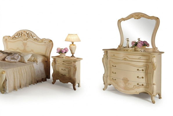 Design Meble Szafa Grupa New Luksusowy 2-częściowy zestaw Kredens Lustro Drewno Classic