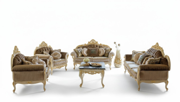 Kompletny zestaw Zestaw sofowy 3 2 1 miejsce do siedzenia + designerska kanapa kawowa 4 sztuki. Sofa z tkaniny