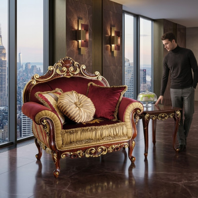 Fotel Design Kanapa Sofa Relaks Materiał Lounge Club miejsce siedzące Luksusowe Turkis Barokowe Nowe