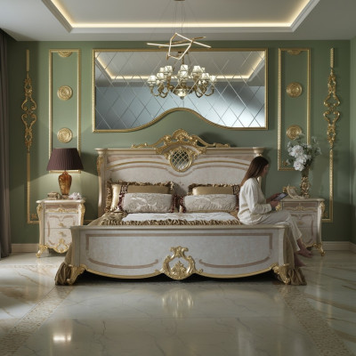 Łóżko Sypialnia łóżko Podwójne łóżko Rama łóżka Hotel Design Podkładka Luxury Meble