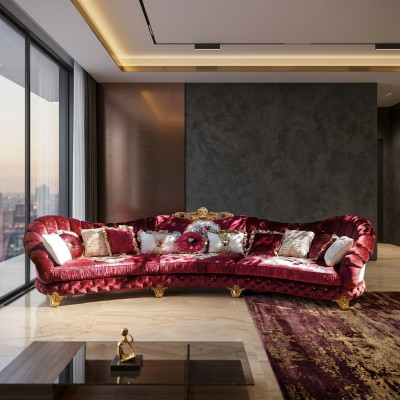 Designerska Sofa Narożnikowa kanapa Żywy krajobraz Okrągły Sofa Aksamit Couch Sofa Narożnikowa kanapa Włochy