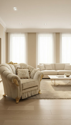 Fotel Krzesło Podkładka TV Skóra Włókienniczy Materiał Beige Design Lounge Club Relaks