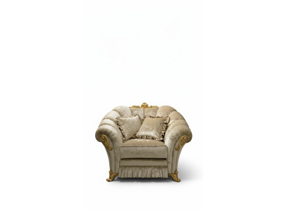 Fotel Krzesło Podkładka TV Skóra Włókienniczy Materiał Beige Design Lounge Club Relaks