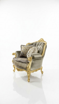 Fotel Relaks Materiał Lounge Club Podkładka Design Couch Sofa miejsce do siedzenia Luxury Gold Nowość