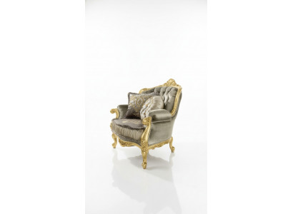 Fotel Relaks Materiał Lounge Club Podkładka Design Couch Sofa miejsce do siedzenia Luxury Gold Nowość