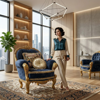 Klasyczny design Fotel Pokój dzienny Jednoosobowa sofa Sofa Lounge Club Hotel Luxury