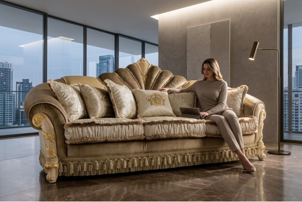 Design Sofa Kanapa Podkładka Sofy Kanapy Siedziba Classic Włókienniczy 3 Siedziba trzyosobowa