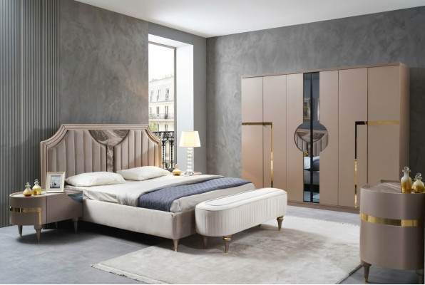 Meble Modern Luxury łóżka New Łóżko 2x Stolik nocny 3 szt. Scenografia Sypialni