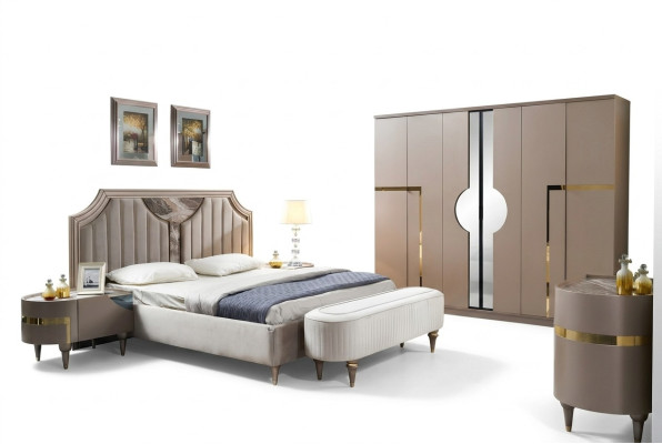 Meble Modern Luxury łóżka New Łóżko 2x Stolik nocny 3 szt. Scenografia Sypialni