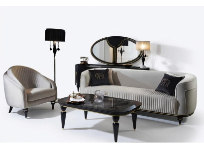 Zestaw sofowy 3+1 miejsce do siedzenia Materiał Sofa Kanapa Ustawić Design Szary Czarny Meble 2-częściowe