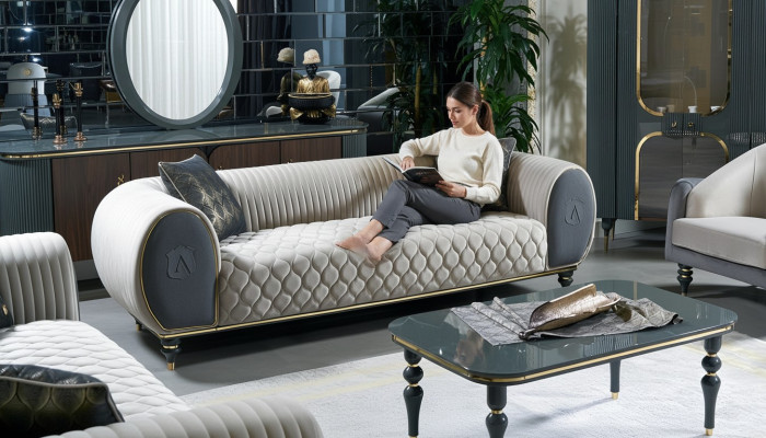 Sofa trzyosobowa 3 miejsce do siedzenia Material Luxury Couch Sofa duża Podkładka 230 cm Designerska