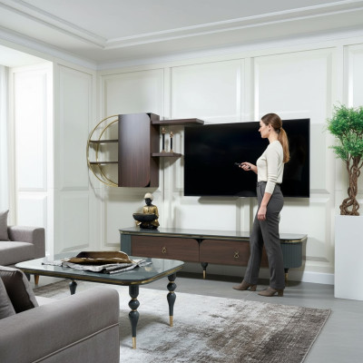 Drewno design tv Meble Półki Meblościanki Półka Living Ściana Szafki Boczna Niska Deska