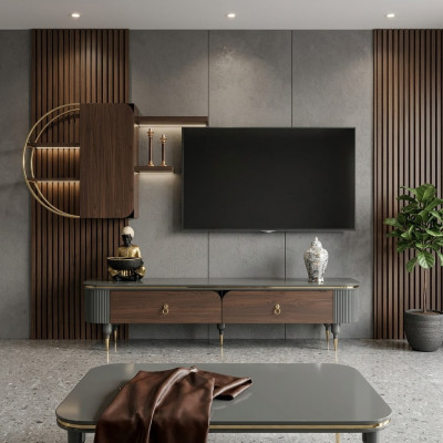 Drewno design tv Meble Półki Meblościanki Półka Living Ściana Szafki Boczna Niska Deska
