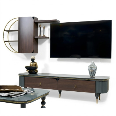 Drewno design tv Meble Półki Meblościanki Półka Living Ściana Szafki Boczna Niska Deska