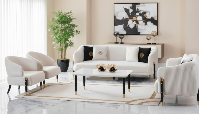 Ustawić Design Sofy Sofa Kanapa Aksamit Podkładka Siedziba 3+3+1+1 miejsce siedzące Zestaw sofowy