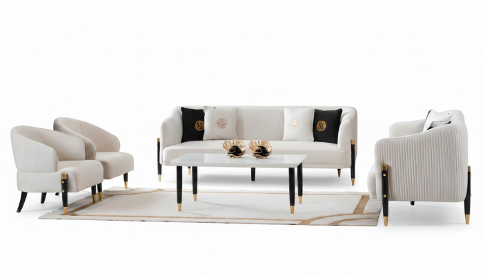 Ustawić Design Sofy Sofa Kanapa Aksamit Podkładka Siedziba 3+3+1+1 miejsce siedzące Zestaw sofowy