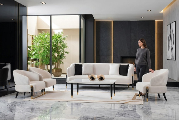 Zestaw sofowy 3+1+1 miejsce do siedzenia Zestaw Design Sofa Nowa Podkładka Kanapa Kanapa Ustawić Nowość