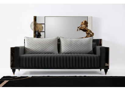 Kanapa Trzyosobowa Podkładka Design Sofa Sofa 3-osobowa Siedziba Sofy Pokój Nowoczesny Czarny Nowość