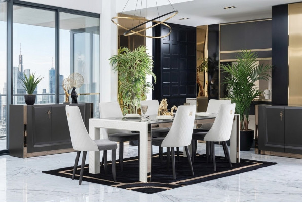 Design luksusowe stoły jadalnia Włoskie Meble Fotel Tabela 6x Krzesła Nowość
