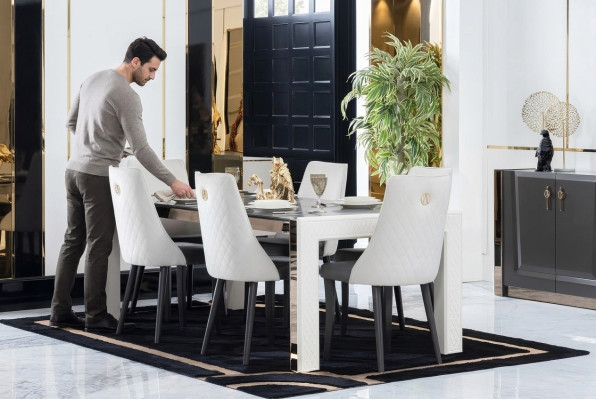 Podkładka Włókienniczy Materiał Dining Group Ustaw Zestaw Kompletny Fotel 6x Krzesła