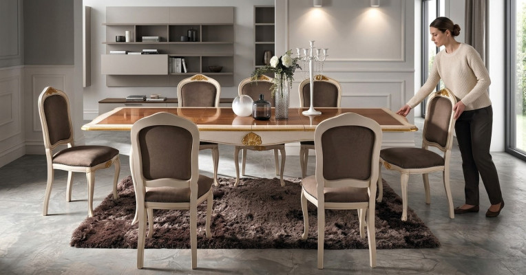 Barokowy Styl Antyka Stół obiadowy Tabela Prawdziwe Drewno Klasyczny Design stoły Włochy