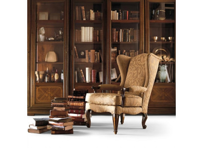 Fotel Biblioteka Czytanie Krzesło UszyFotel Sofa Podkładka Włoskie Meble Luxury