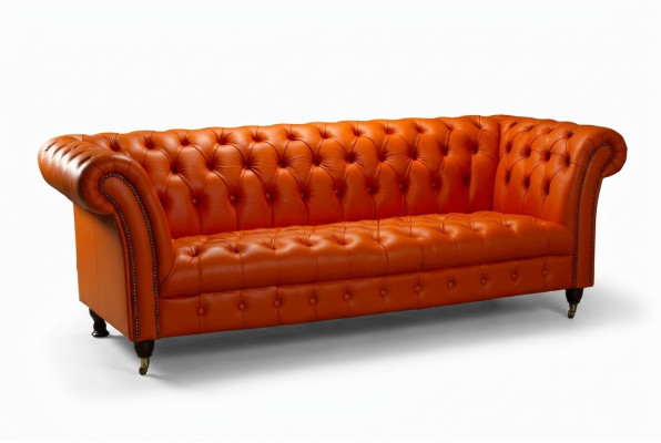 Designerska Sofa 3 miejsce do siedzenia Chesterfield Couch Podkładka Sofas Design Orange