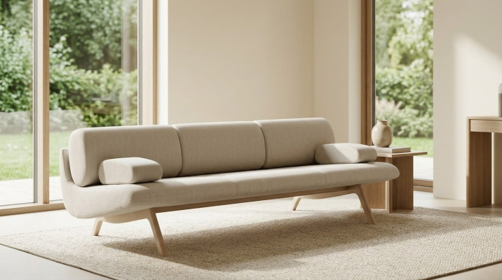 Designerska sofa 3 miejsce do siedzenia Sofa Podkładka Sofy Designerska sofa Nowa Siedziba trzyosobowa Drewno