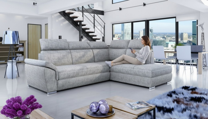 Materiał Narożnikowa kanapa Sofa w kształcie litery L Podkładka Modern Włókienniczy Funkcja łóżka new