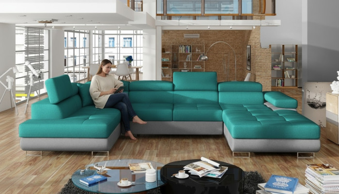 Materiał Kształt U Couch Żywy krajobraz Narożnikowa kanapa Ustawić Modern Design Sofa Modern New