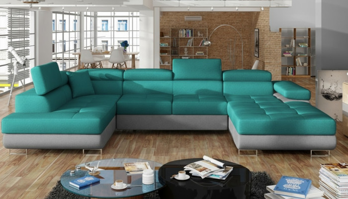 Materiał Kształt U Couch Żywy krajobraz Narożnikowa kanapa Ustawić Modern Design Sofa Modern New