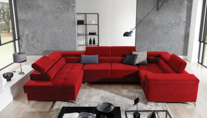 Narożnikowa kanapa Kształt U Sofa Couch Design Podkładka Sofa Bed Funkcja łóżka Żywy krajobraz